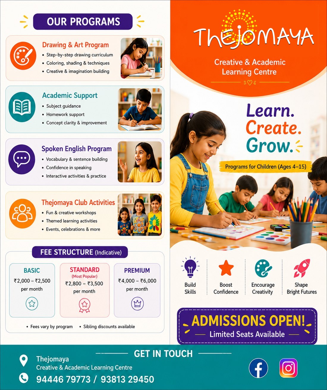 Thejomaya Brochure — Creative and Academic Learning Centre, R A Puram Chennai